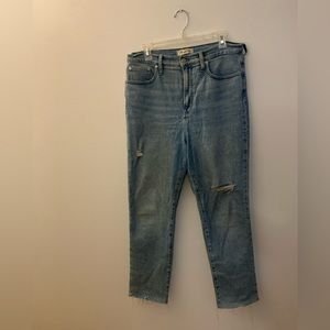 madewell perfect vintage jean - light wash with rips